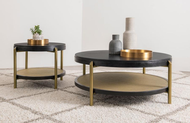 Arini - Round Coffee Table With Storage Shelf