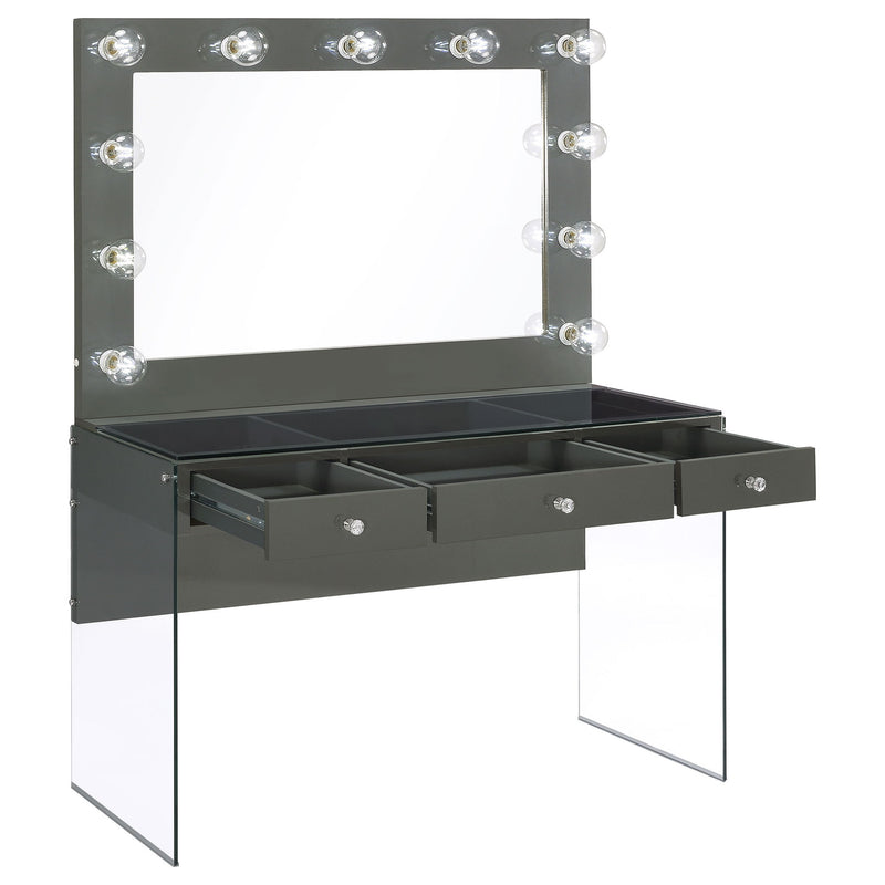 Katelyne - 3 Drawer Vanity Set With Mirror - Gray