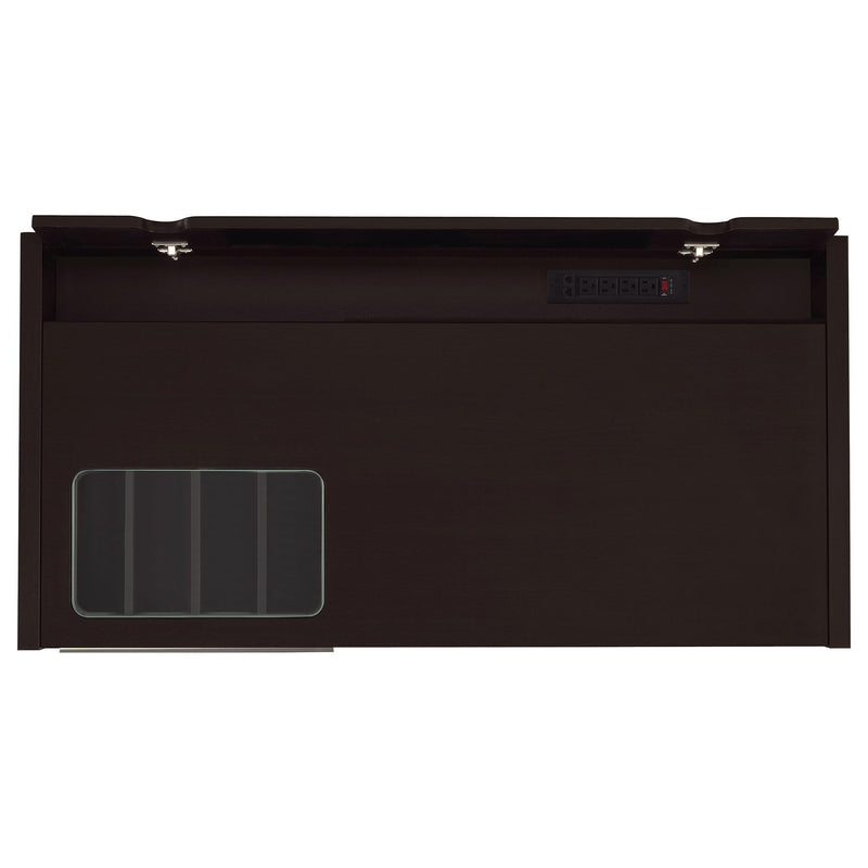 Maxim - 2 Drawer Computer Desk With Lift Top Storage And Power Outlet - Cappuccino