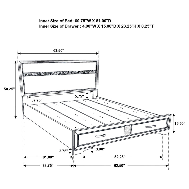 Miranda 51-inch Wood Queen Storage Panel Bed Black