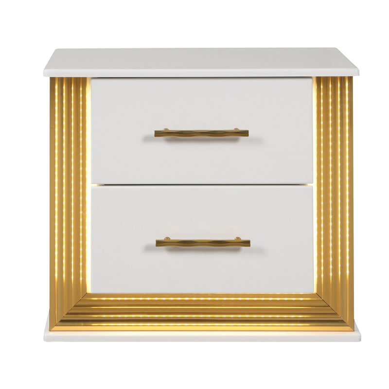 Obsession - 2 Drawer LED Nightstand - White