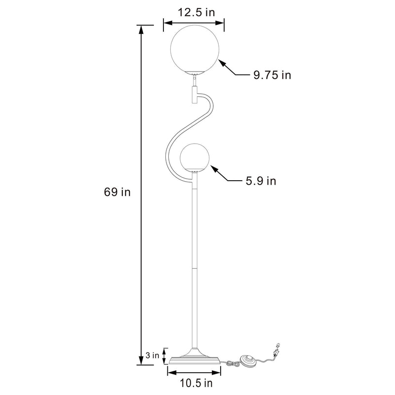 Dacki 69-inch Dual Spherical Bulb Metal Floor Lamp Black