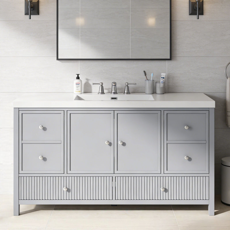 Bathroom Vanity With Separate Sink, Soft Close Doors And 4 Drawers