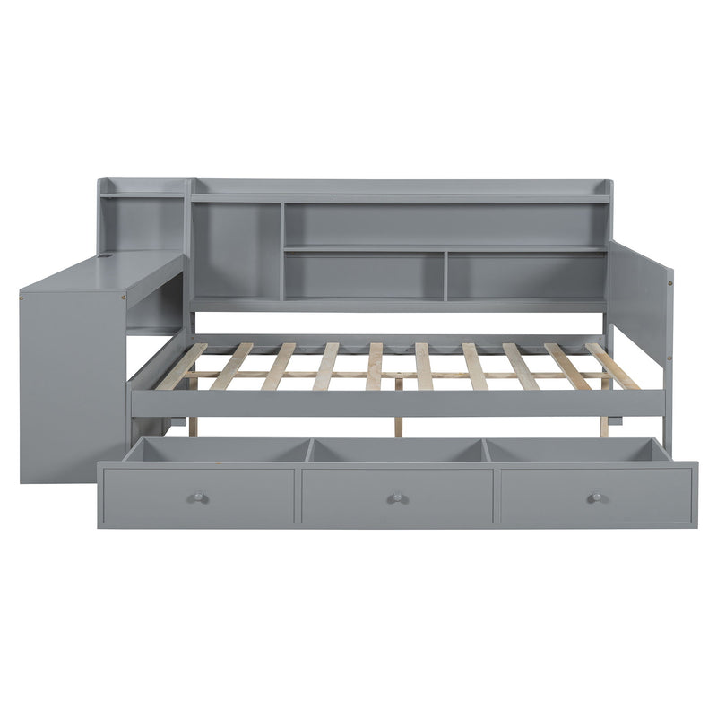 Daybed With 3 Drawers USB Ports And Desk
