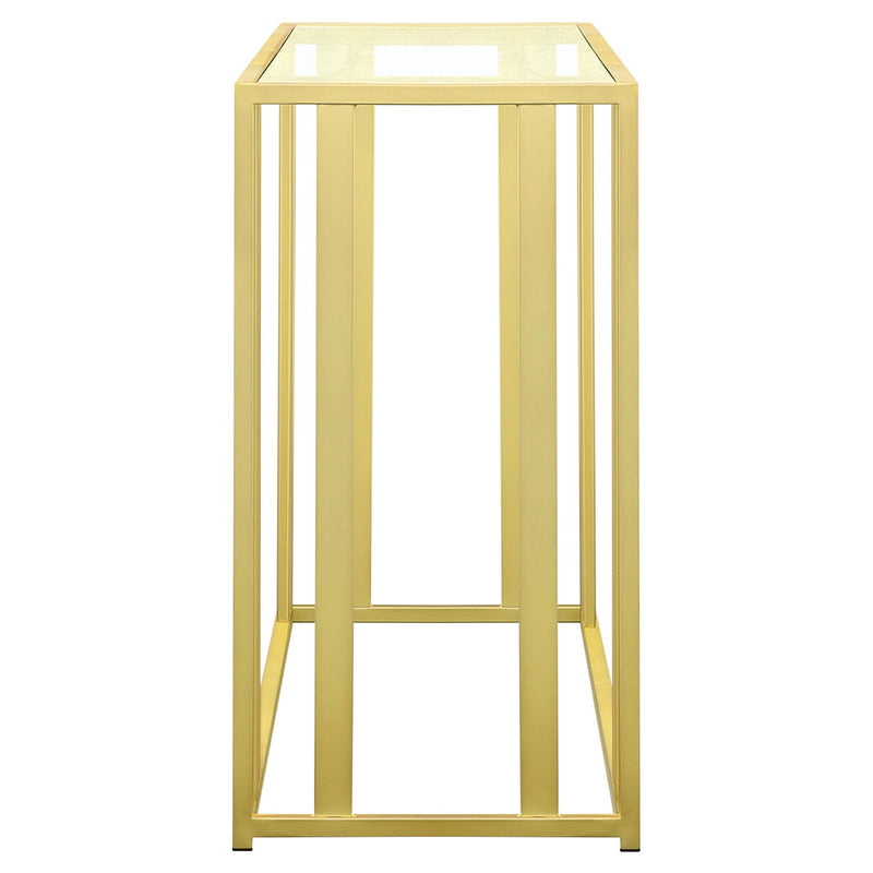 Adri Glass Top Entryway Console Table Matte Brass