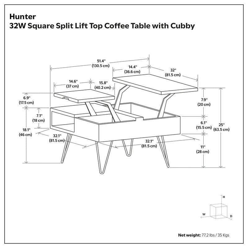 Hunter - Handcrafted Lift Top Coffee Table