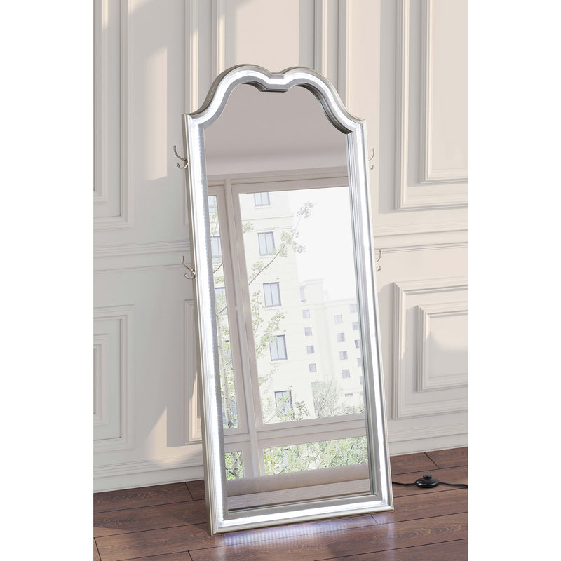 Colwood - Full Floor Mirror With LED Lighting And Storage Hooks - Silver