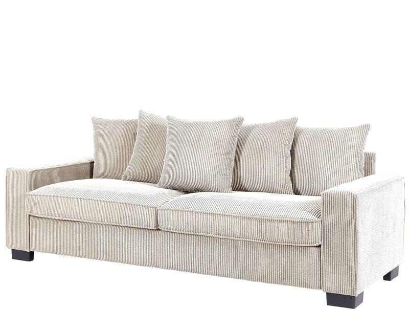 Luxe Sofa With 5 Matching Toss Pillows, Sleek Design, Spacious And Comfortable 3 Seater Couch