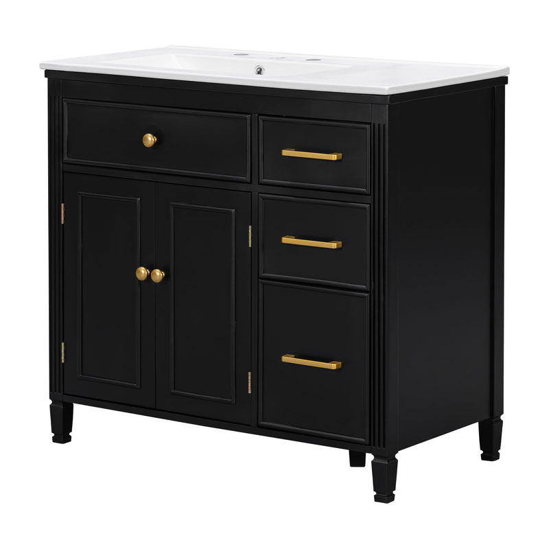 Bathroom Vanity With Sink Top, 3 Soft Closing Drawers