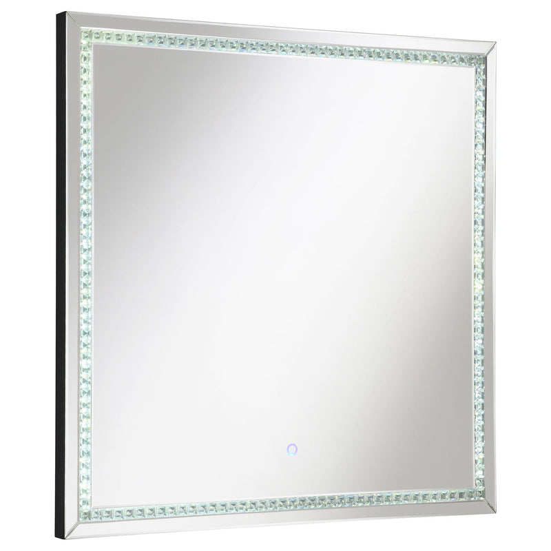 Noelle 39 x 39 Inch Wall Mirror with LED Lighting Silver