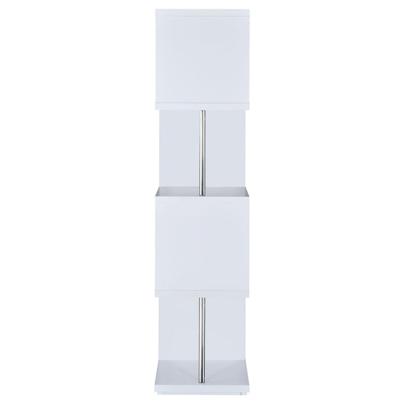 Baxter 67-inch 4-shelf Bookshelf White and Chrome