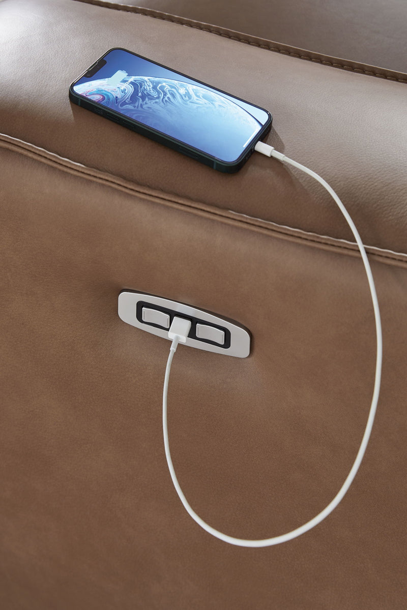 DeepWakes - 2 Seat Power Reclining Sofa Adjustable Headrest - Caramel