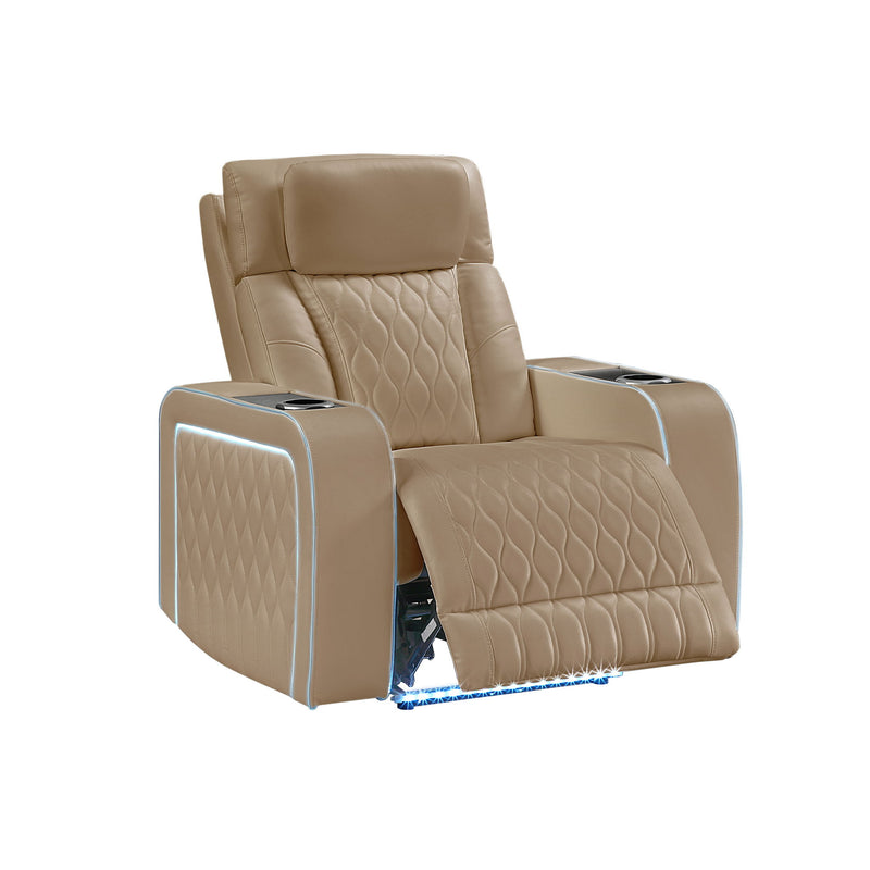 Electra - 3 Piece Power Reclining Sofa, Loveseat And Recliner Set With Power Headrests, Massage And LED Lighting