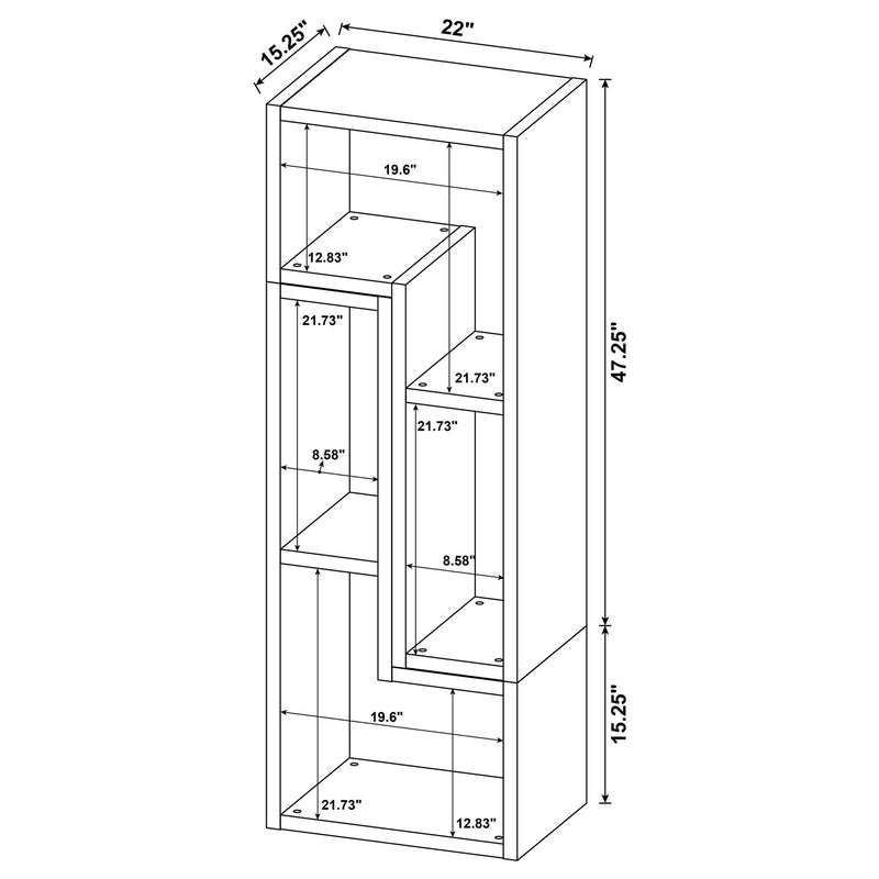 Convertable L-Shaped Bookcase With Open Shelves - White