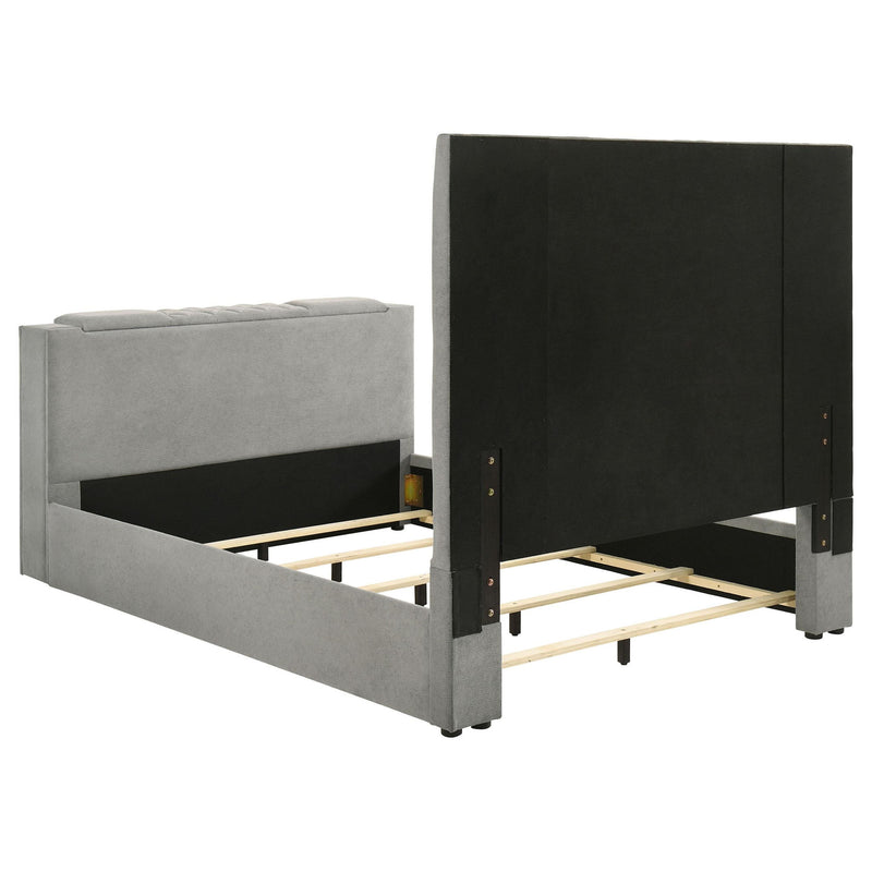 Tara 61-inch Upholstered Queen Panel TV Bed Grey