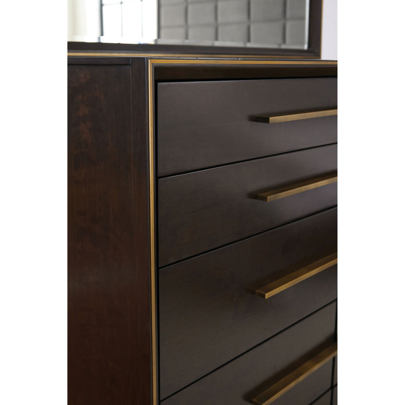 Prescott - 8 Drawer Dresser With Mirror - Smoked Peppercorn Brown