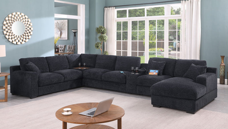 Celine - Fabric Corner Sectional Sofa With Right-Facing Chaise, Cupholders, And Charging Ports