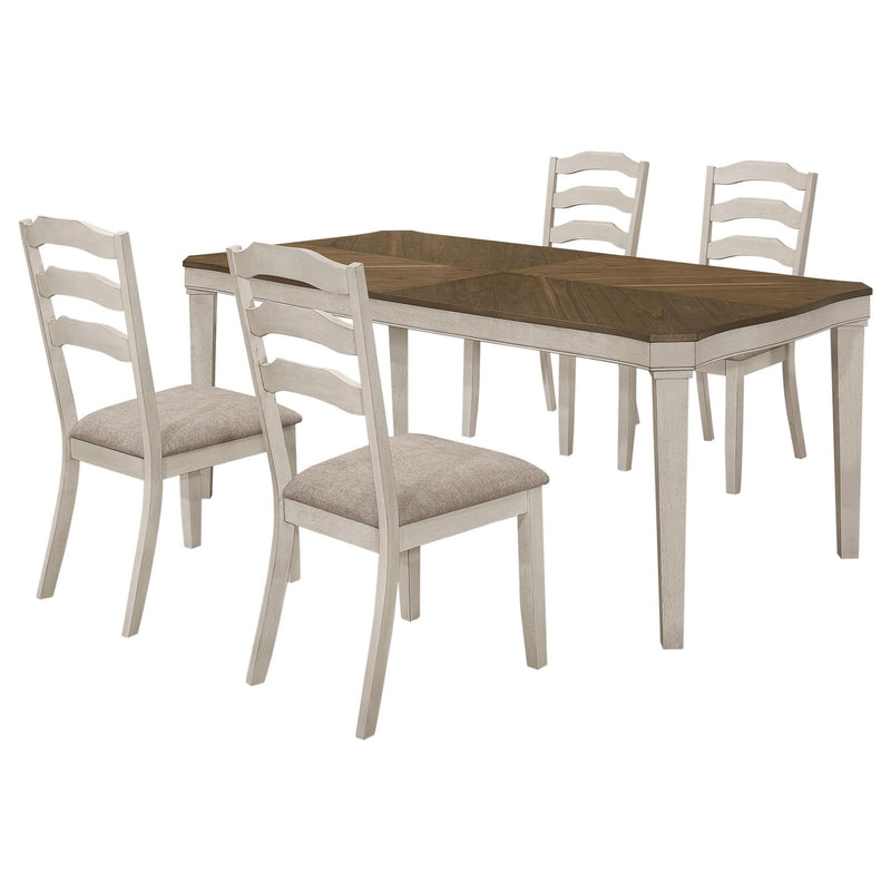 Ronnie 5-piece Rectangular Dining Table Set Rustic Cream