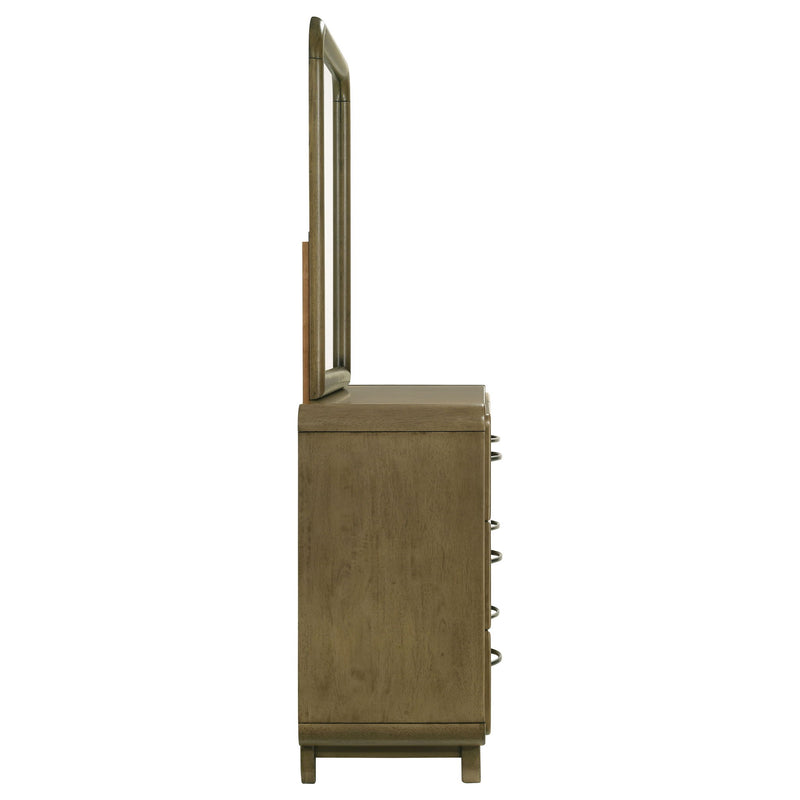 Bernardo - 6 Drawer Dresser And Mirror With Rounded Corners - Nutmeg Brown