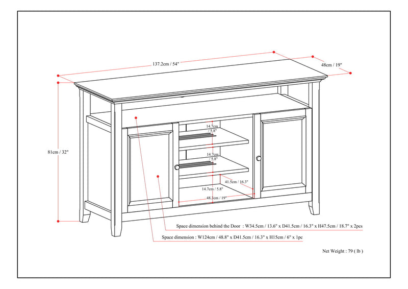 Amherst - TV Media Stand, Handcrafted