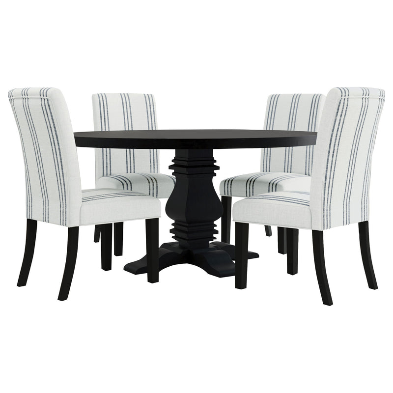 Draper - Upholstered Dining Chair (Set of 2) With Vertical Stripes - Beige