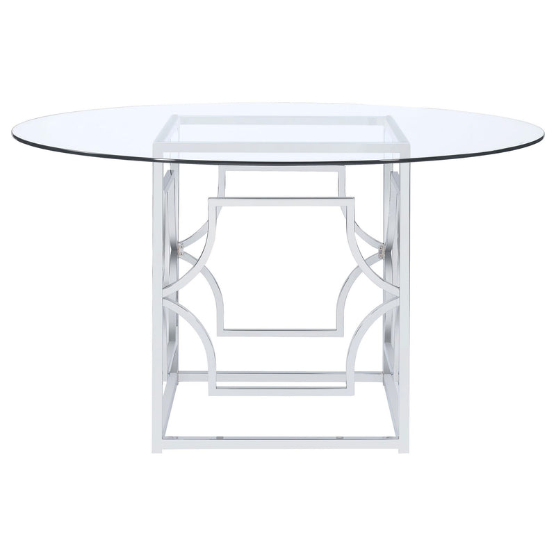 Starlight Round 54-inch Glass Top Metal Dining Table Chrome