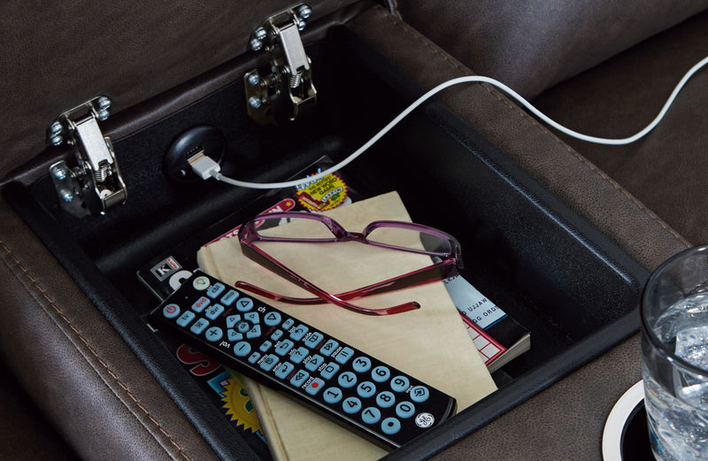 Lavenhorne - Dbl Rec Loveseat W/Console - Granite