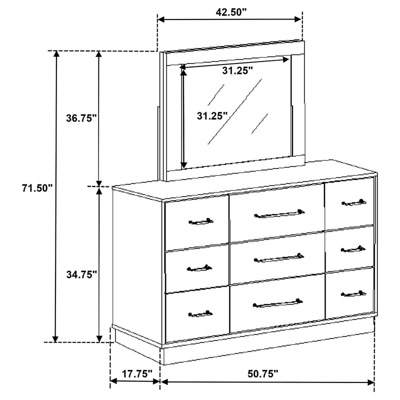 Fenwick 9-drawer Dresser with Mirror Grey Oak