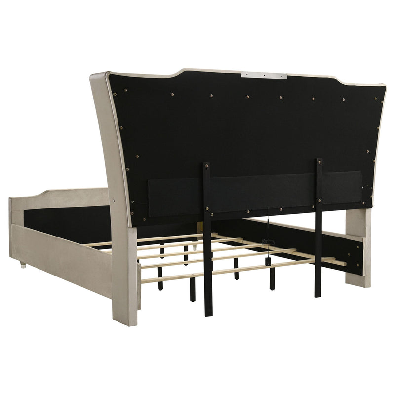 Lorient Eastern King LED Upholstered Bed Ivory and Camel