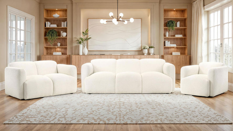 Dorset Fabric Upholstered Round Track Arm Sofa White