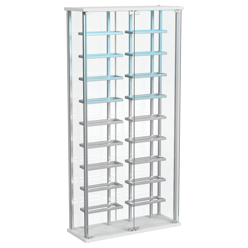 Wine Storage LED Curio Cabinet - Chrome