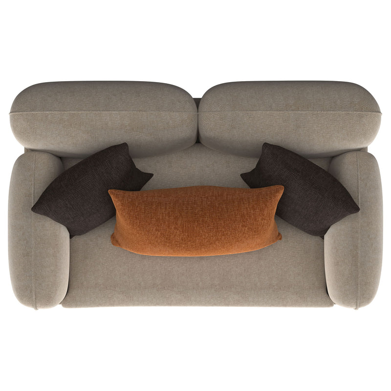Repley - Upholstered Sculpted Track Arm Loveseat - Beige