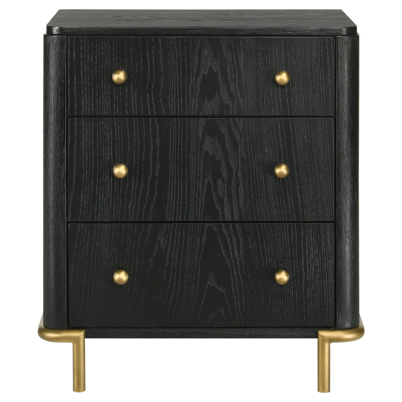 Anser - 3 Drawer Nightstand - Black