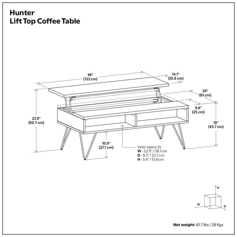 Hunter - Handcrafted Lift Top Coffee Table