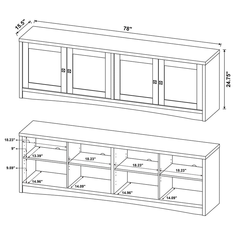 Laughlin 4-door Engineered Wood 78-inch TV Stand Dark Pine