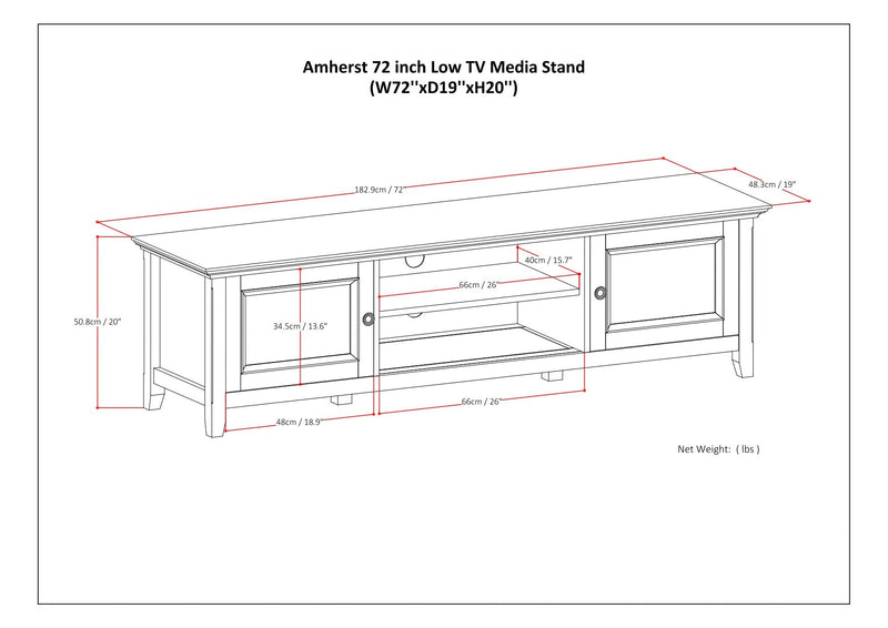 Amherst - Low TV Media Stand - Hickory Brown