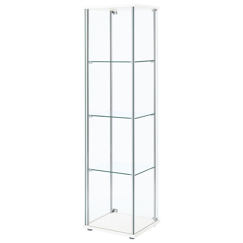 Bellatrix 4-shelf Clear Glass Curio Cabinet White