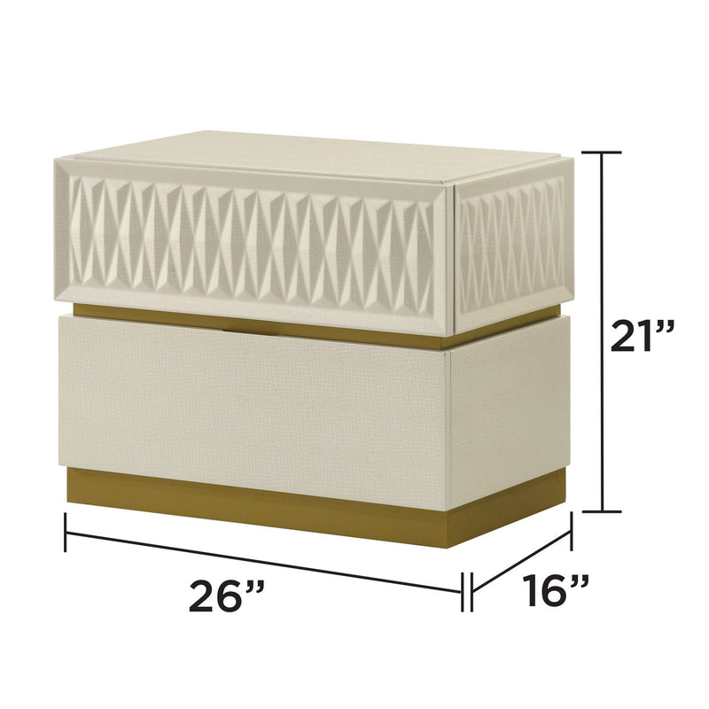 Stanley - 2 Drawer Nightstand With Crocodile Texture - Gray