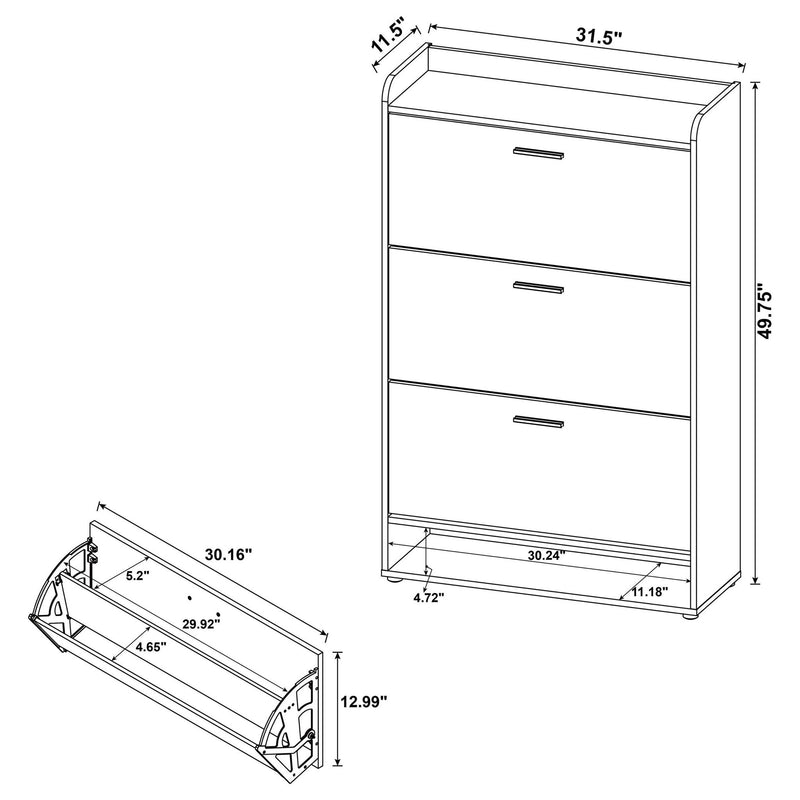 Denia 3-tier Engineered Wood Shoe Cabinet White