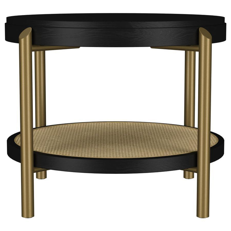 Arini - Round End Side Table With Storage Shelf