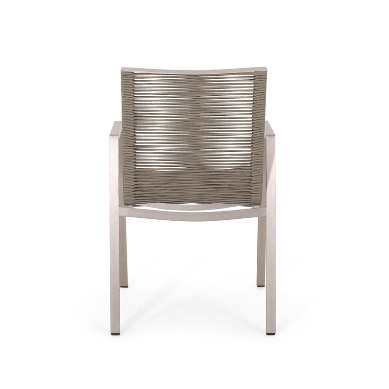 Outdoor Modern Aluminum Dining Chair Set With Rope Sea (Set of 2)