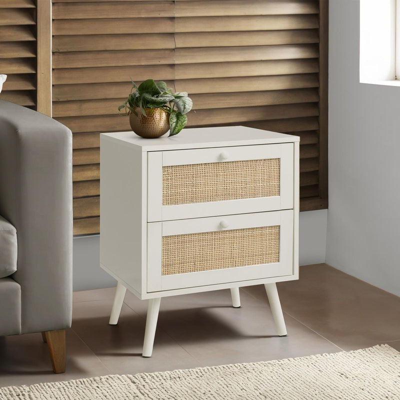 Accent Table & Storage Drawers - White