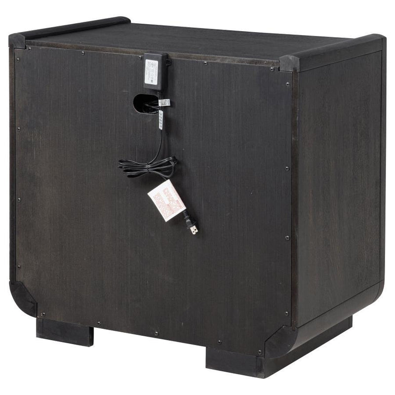Leandro - 2-Drawer LED Nightstand With USB - Burnished Black