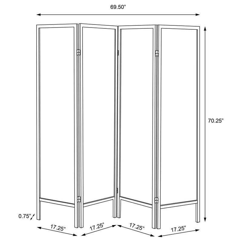 Haidera 4-Panel Room Divider Folding Screen Black Damask