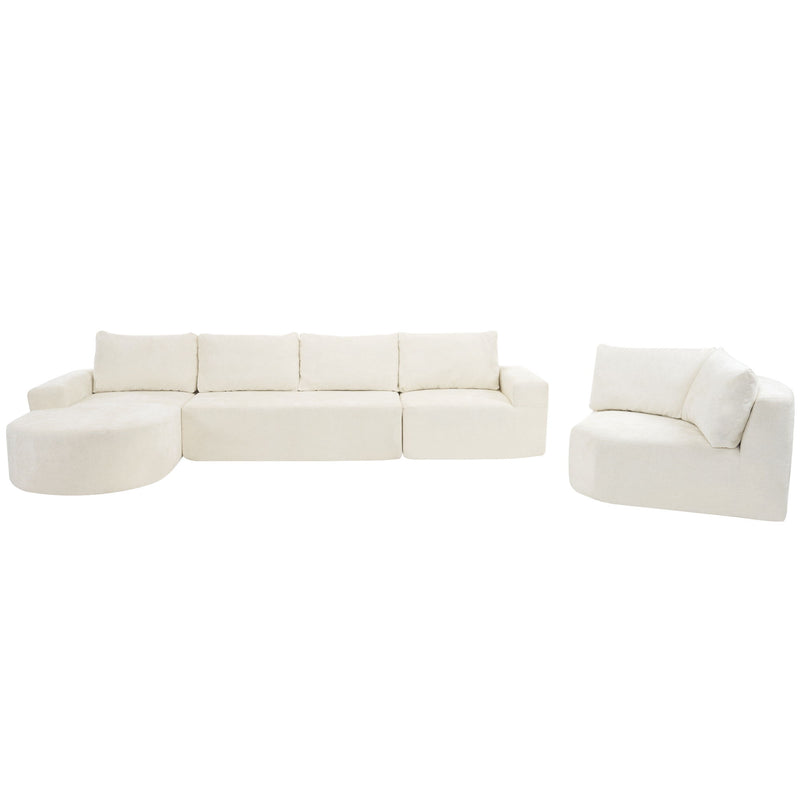 Modular Cloud Sectional Sofa Set, U-Shaped Upholstered Couch With Deep Seat