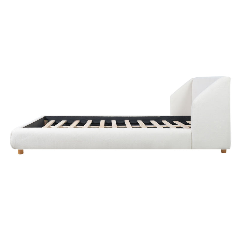 Modern Upholstered Bed Frame With Wingback Headboard