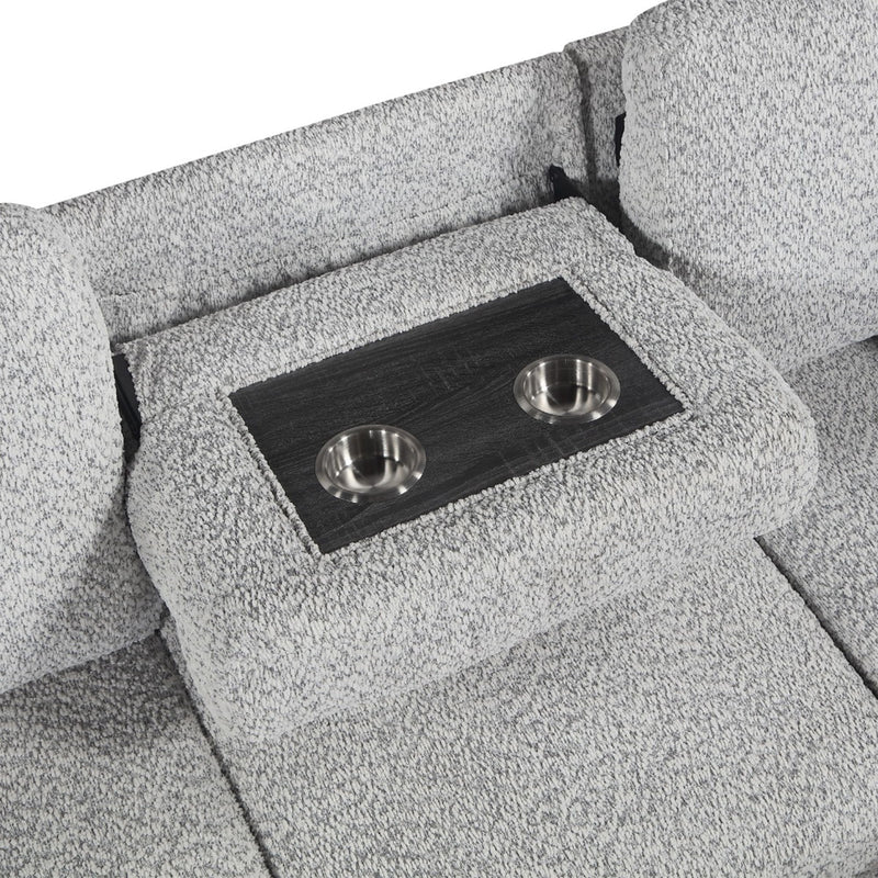 Buzz - Reversible Sleeper Sectional Sofa With Storage Chaise, Console Arm, USB Charging & Cup Holders - Gray