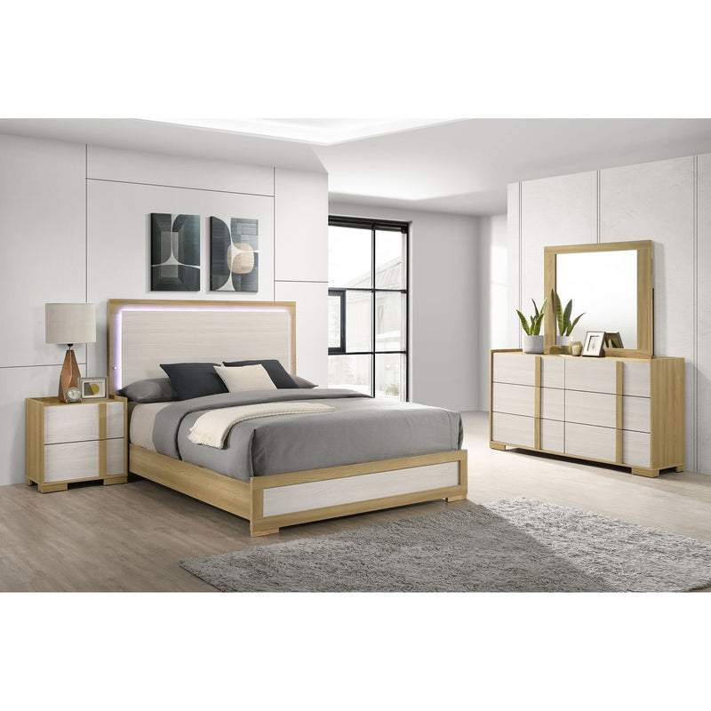 Lincoln - 4 Piece Queen Bedroom Set With LED Lighting - Natural