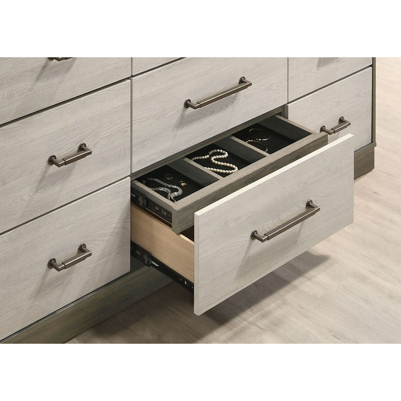 Edmondson - 9 Drawer Dresser With Mirror - Natural / Gray