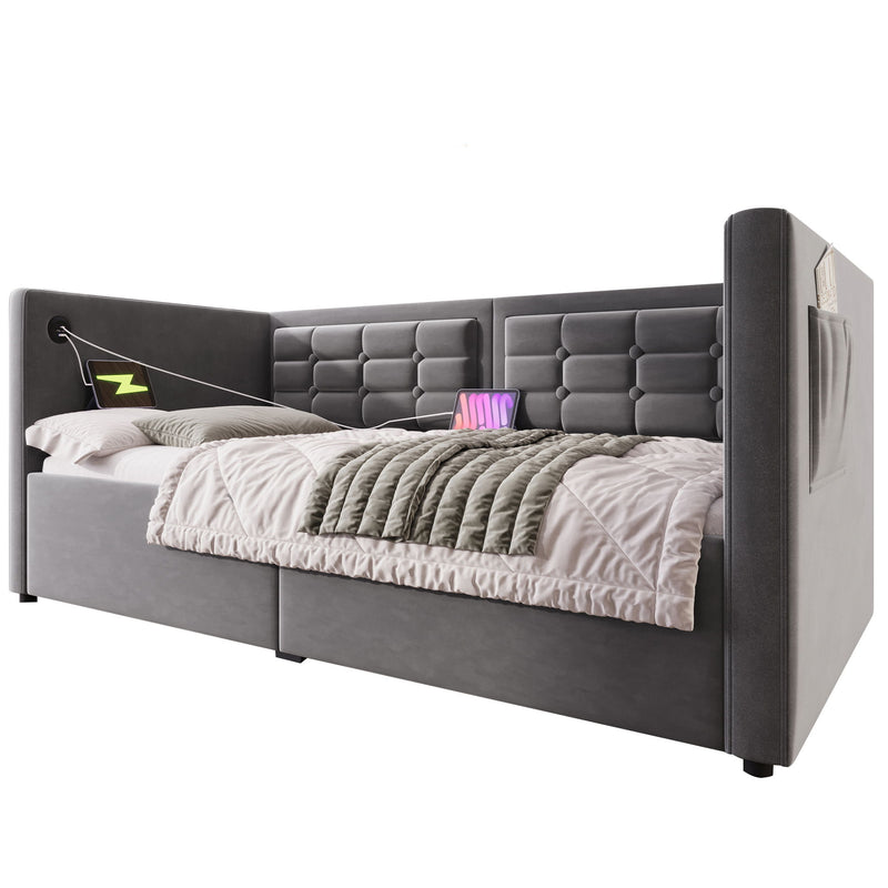 Upholstered Daybed With Hydraulic Storage And USB / Type - C Charging